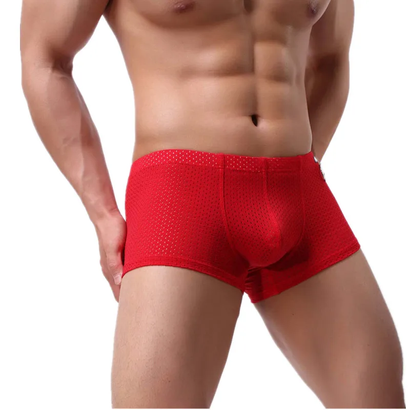 

Sexy Mens Underwear Boxers Mesh Breathable Underpants Low Rise Boxer Shorts Trunks Male Slip Homme Panties Boxershorts Swimwear