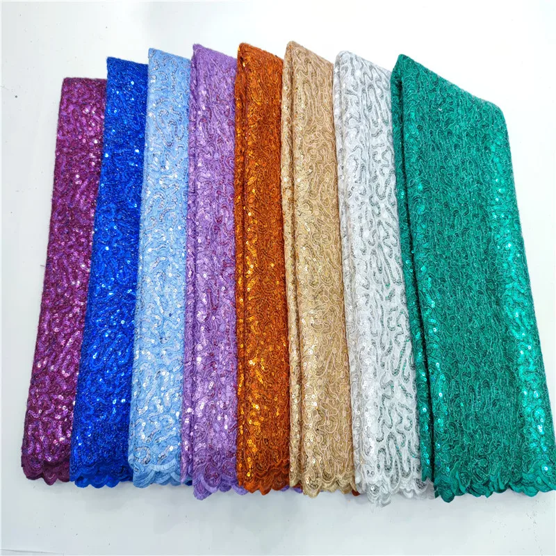 

Новейшая африканская кружевная ткань 2021, высокое качество с блестками, нигерийская французская сетка, бархатная кружевная Ткань 5 ярдов для...