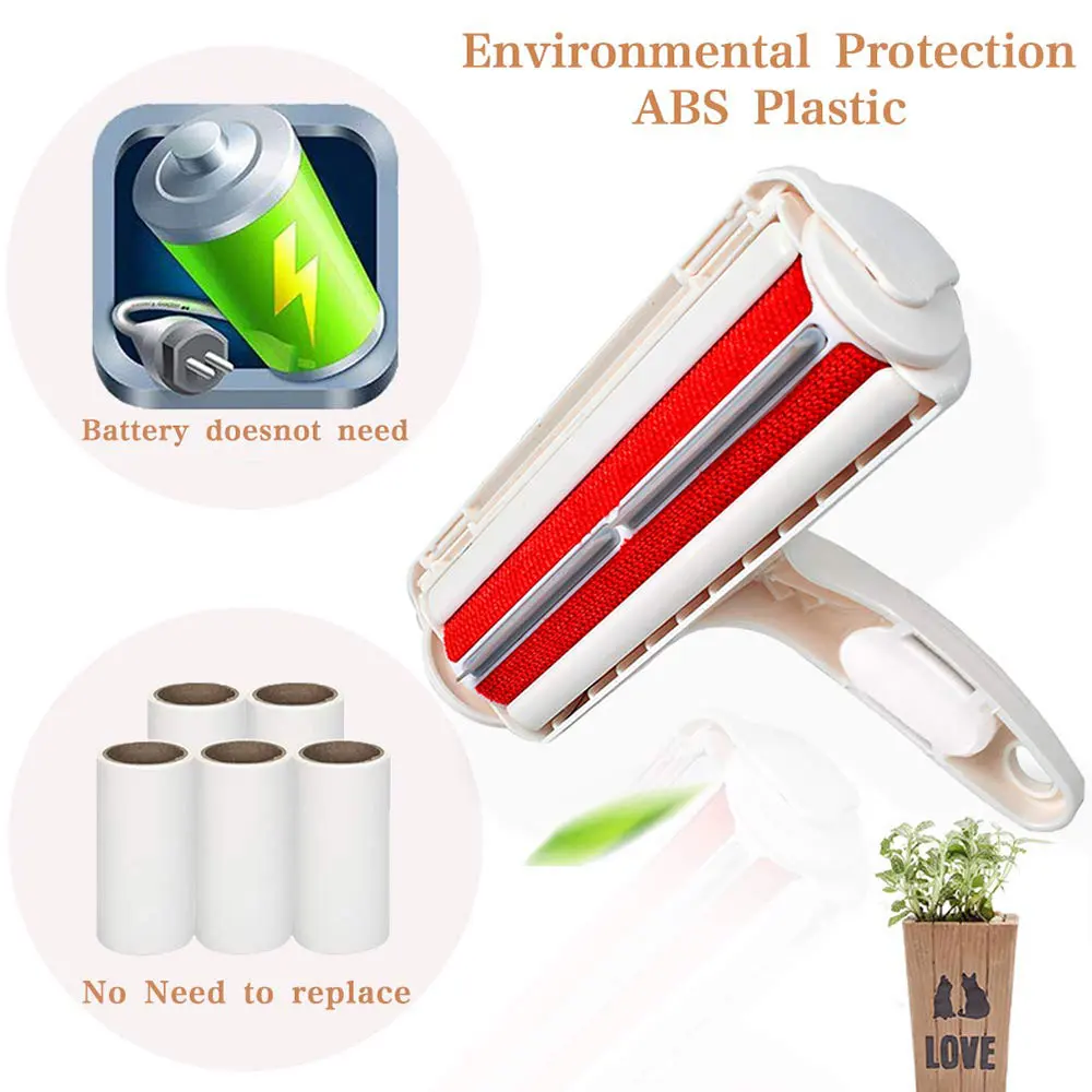 Pet Hair Remover Roller Dog Cat Cleaning Brush Removing From Furniture Carpets Clothing Self-Cleaning Tools | Дом и сад