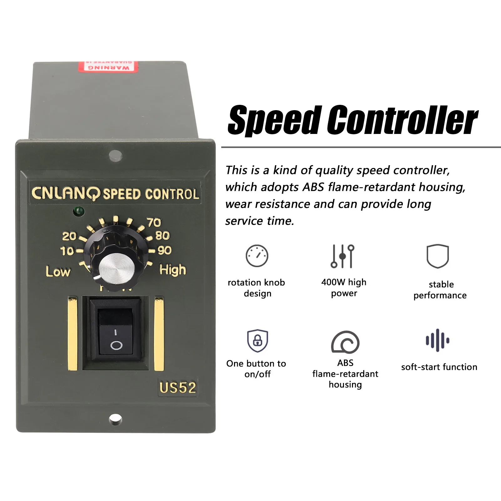 400W AC220V ABS Speed Controller Motor Speeds Pinpoint Regulator Control Device with Indicator Light | Обустройство дома