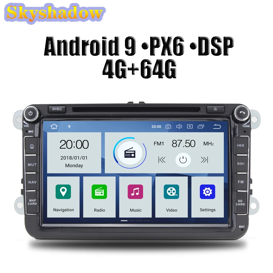 PX6 DSP HD ips 8 ''Android 9,0 4G 64G радио BT карта Wifi TPMS автомобильный DVD gps плеер для VW POLO GOLF PASSAT B5 B6 Tiguan 2004-2012