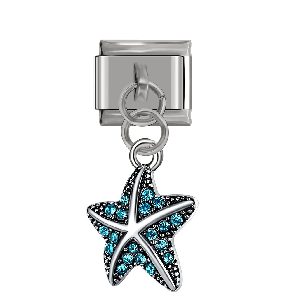 Fyour 2019 New Original Daisy Starfish Dazzling CZ Italian Charm Fit 9mm Bracelet Stainless Steel Jewelry DIY Making DJ196 | Украшения и