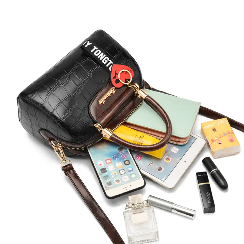 

Vintage Stone Pattern Pu Leather Crossbody Bags For Women Fashion Classic Shoulder Handbags Female Casual Top-Handle