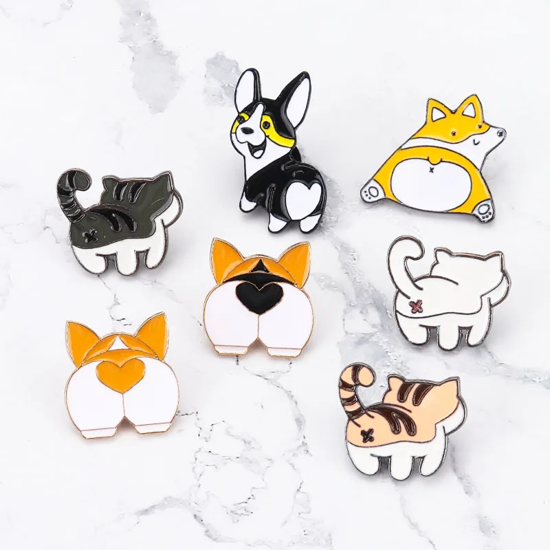 Заколки в форме сердца Corgi забавные броши виде щенка котенка приклада для