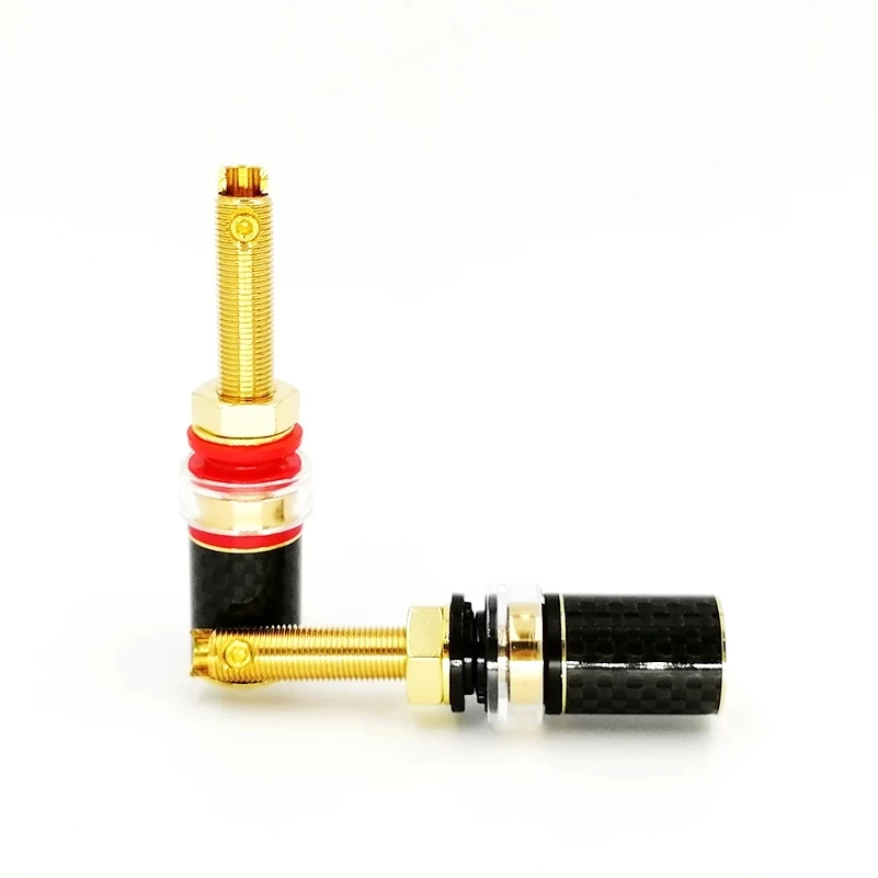 

Viborg 4Pcs Hi-end BP614G Pure Copper Carbon Fiber Gold Plated Audio Binding Post Speaker Terminal for Amplifier