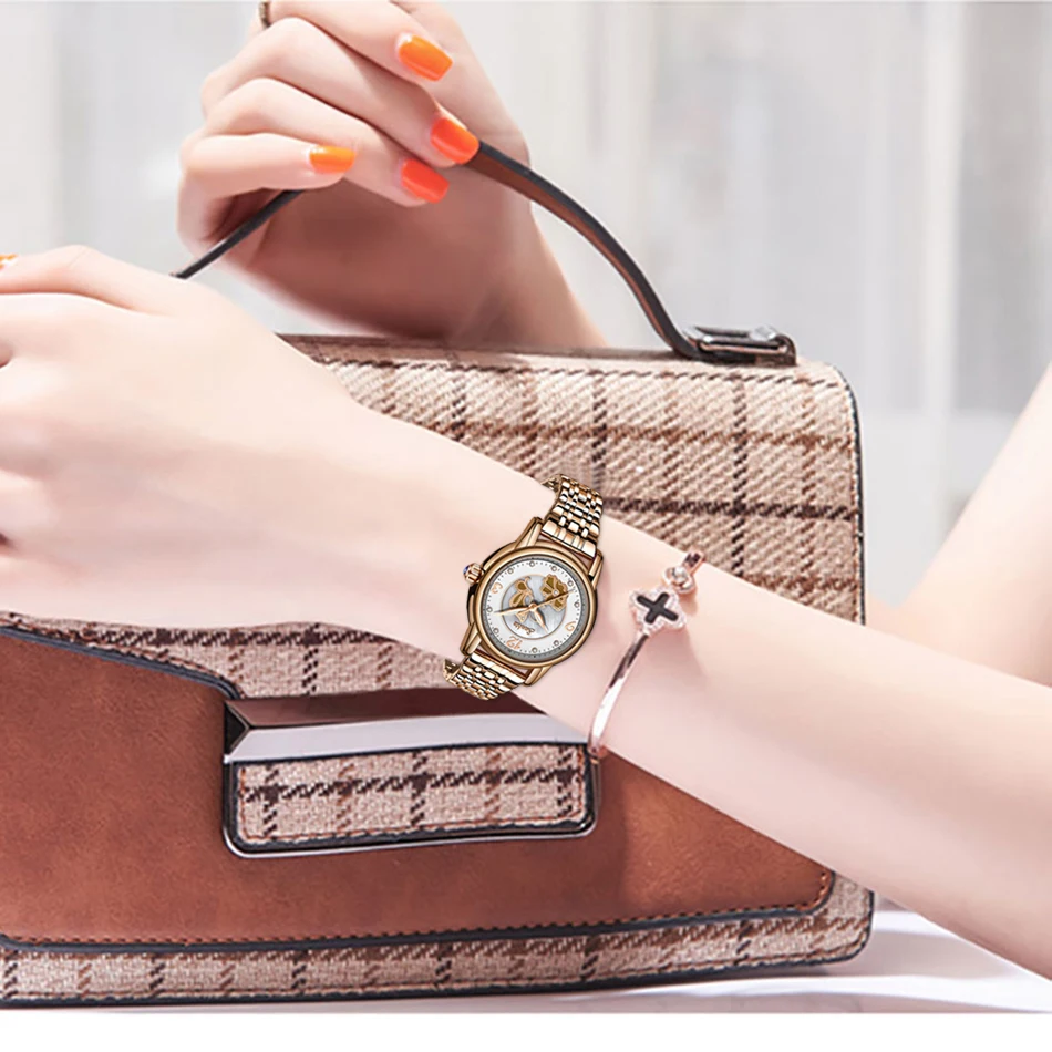 SUNKTA женские часы из нержавеющей стали наручные модные водонепроницаемые простые