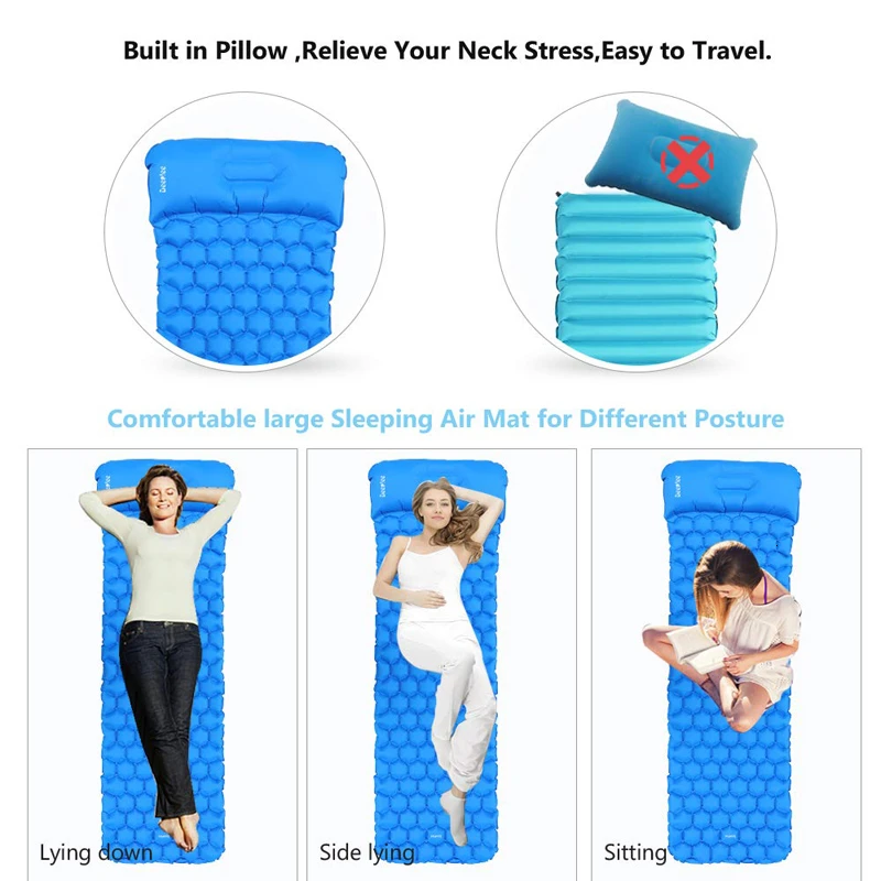 Коврик для кемпинга Надувной Спальный со смешанной подушкой Сверхлегкий