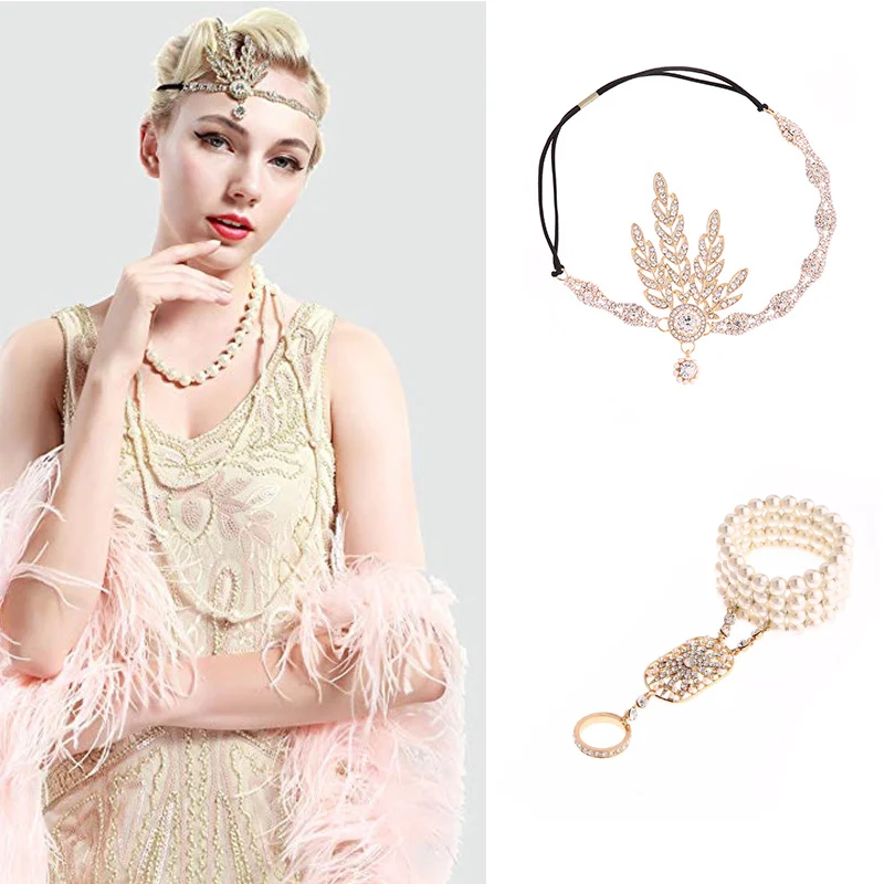 Женский головной убор в стиле ар деко 1920's Great Gatsby украшенный медальоном и