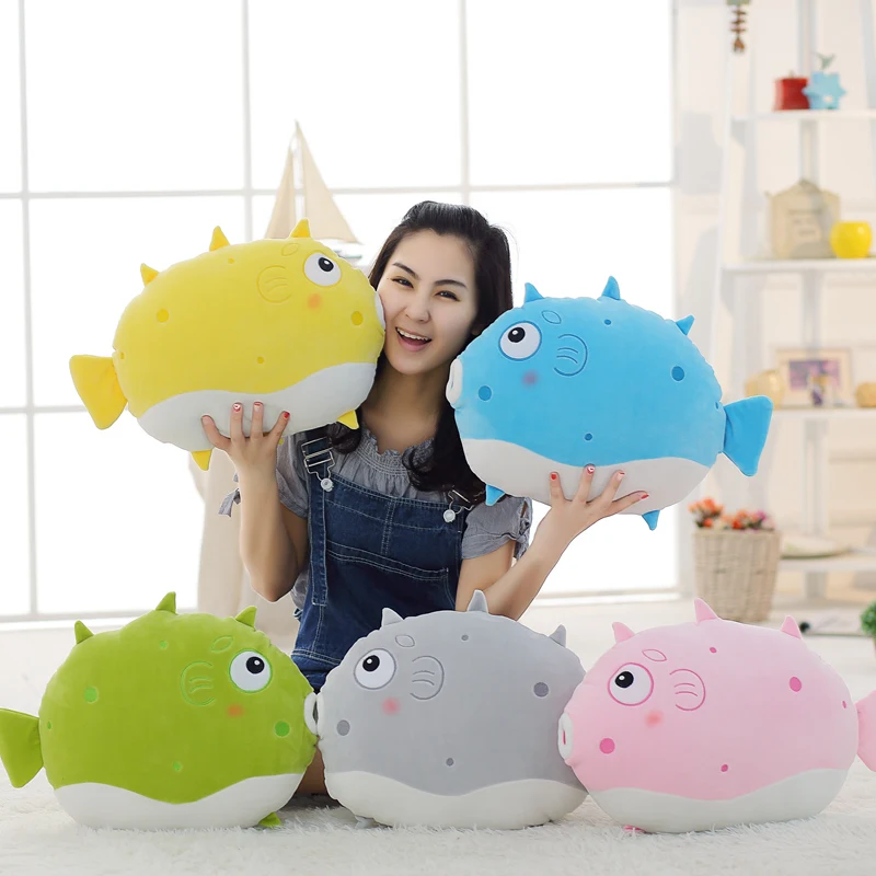 Мультяшная симпатичная Рыба фугу плюшевая подушка Globefish чучела животное кукла