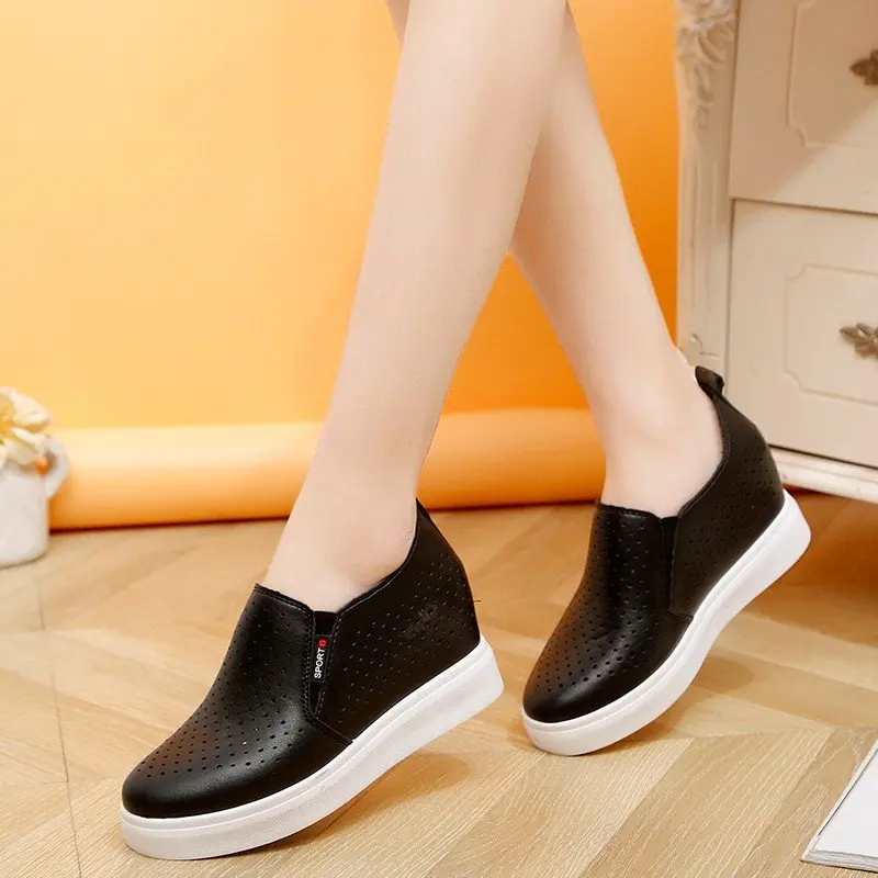 Кроссовки на танкетке женские повседневная обувь высокой платформе туфли со