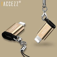 accezz micro usb to lighting 8 pin adapter for iphone x xr xs max 8 7 6s 6 plus with key chain charging sync data otg converter