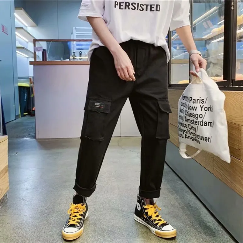 

Cargo Pants Men Pockets Loose Plus Size Casual Drawstring Mens Korean Style Hip Hop Trousers Harajuku High Quality Soft Chic