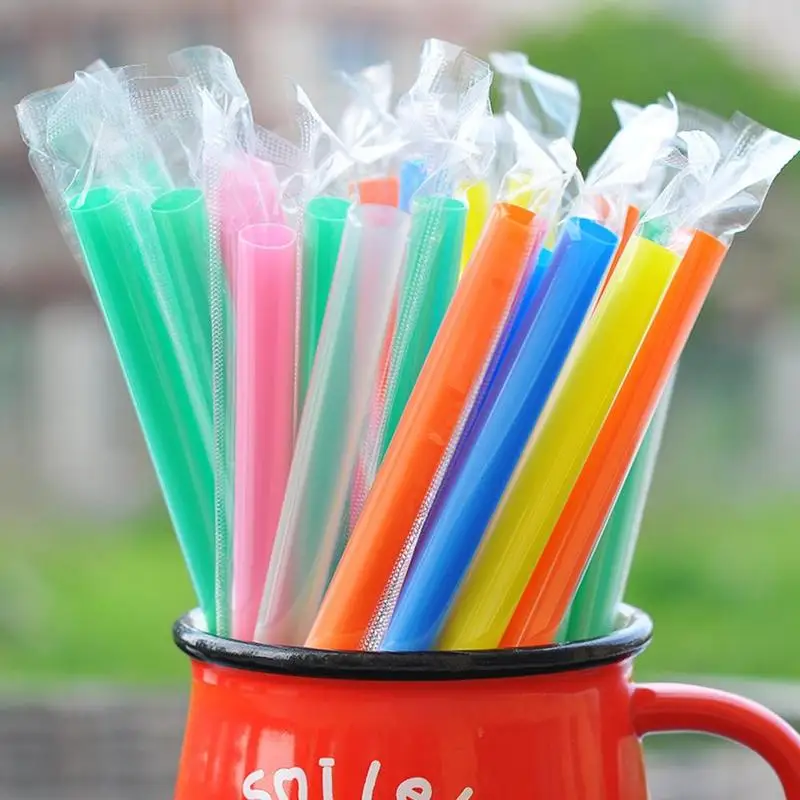 

50pcs/Pack Disposable Milk Straw Transparent Suck Pipe Plastic Coarse Drinking Straw Disposable Long R3H2