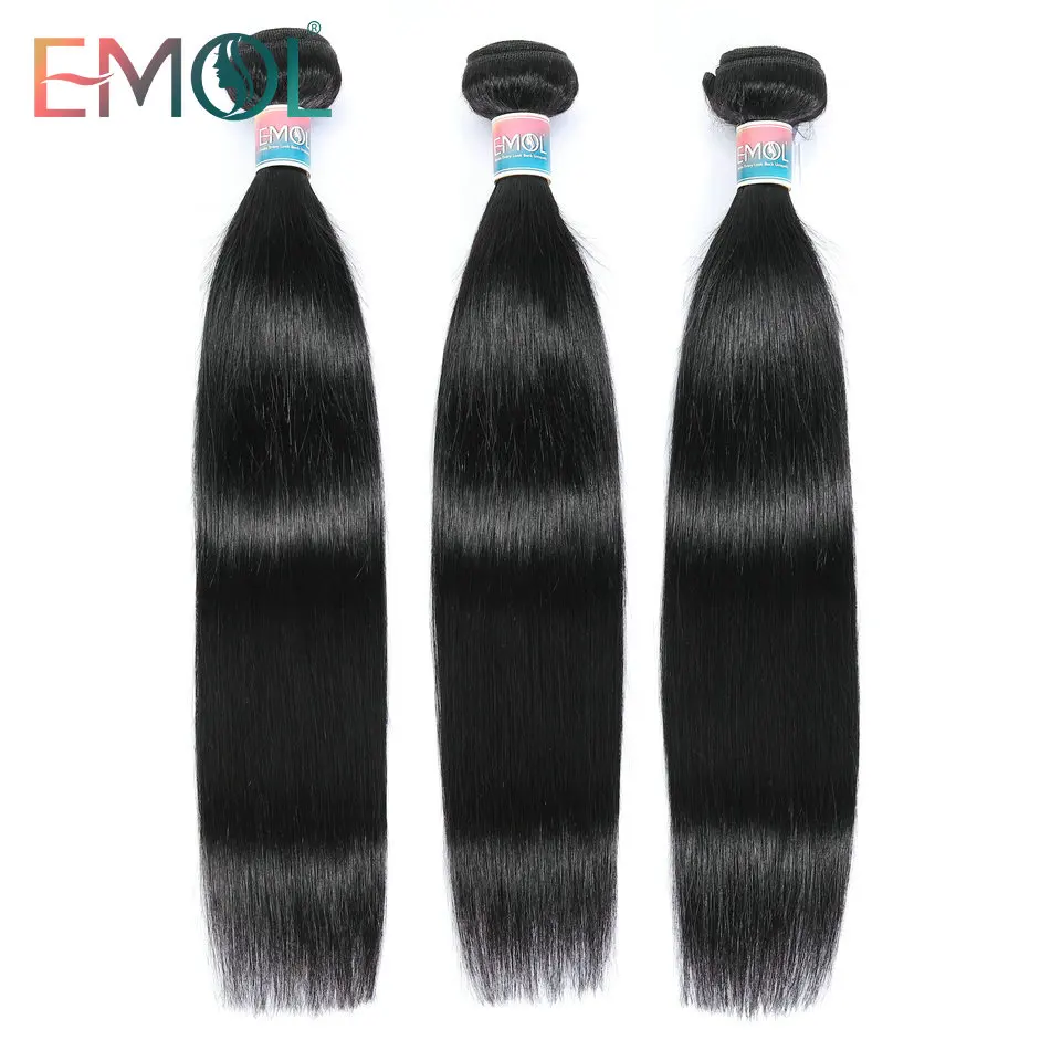 

Emol Indian straight Human Hair Weave Bundles Non-Remy Hair Weave Bulk Vendors Wholesale Natural Color Hair Extensions For Women