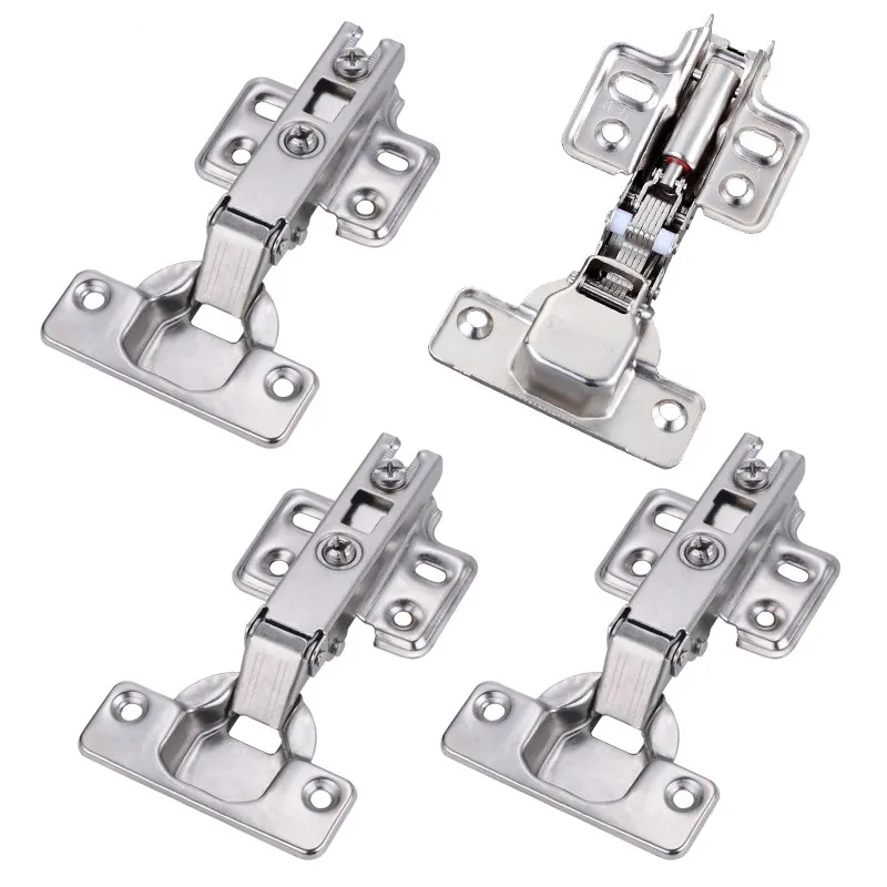 

4Pcs Hinge Stainless Steel Hydraulic Cabinet Door Hinges Damper Buffer Soft Close Kitchen Cupboard Furniture Full/Embed