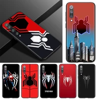 marvel spider man logo silicone for xiaomi mi 11i 11 10t 10i 9t 9 note 10 ultra lite pro 5g se black soft tpu phone case