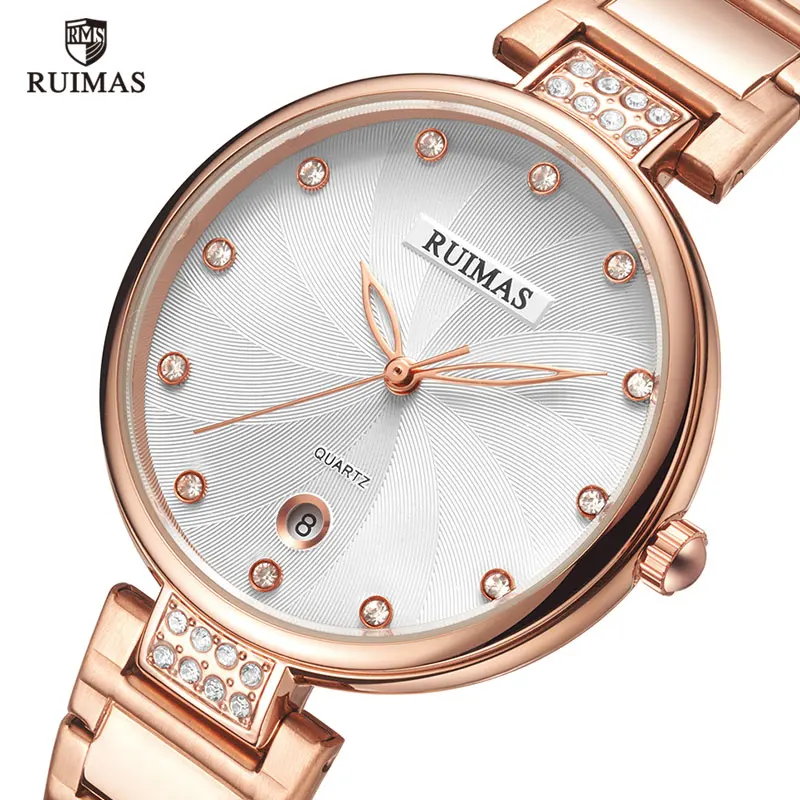 Ruimas роскошные женские часы браслет из нержавеющей стали наручные лучший бренд