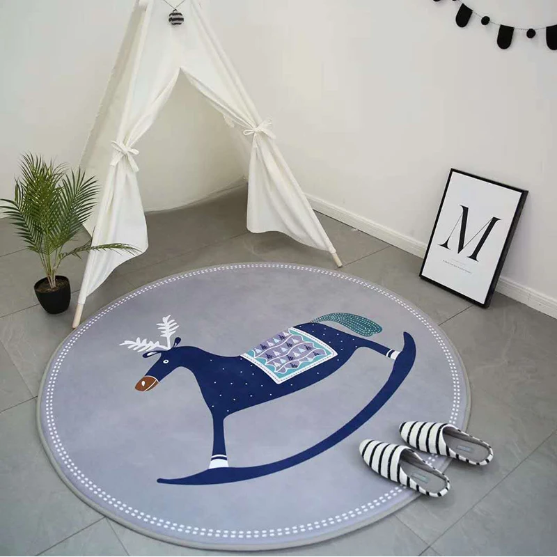 Скандинавский современный мультяшный круглый ковер детская комната гостиная