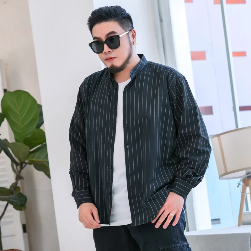 New Fashion Long Shirt Sleeve Loose Casual Shirts Striped Men Super Large High Quality Plus Size 2XL-4XL5XL6XL7XL8XL9XL10XL | Мужская