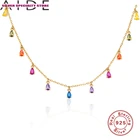 AIDE модные циркониевые девичьи Серьги Цепочка с кулоном, 925 серебряное ожерелье для женщин 2020 ювелирные изделия колье ожерелье в стиле Collares Bijoux (украшения своими руками) воротник