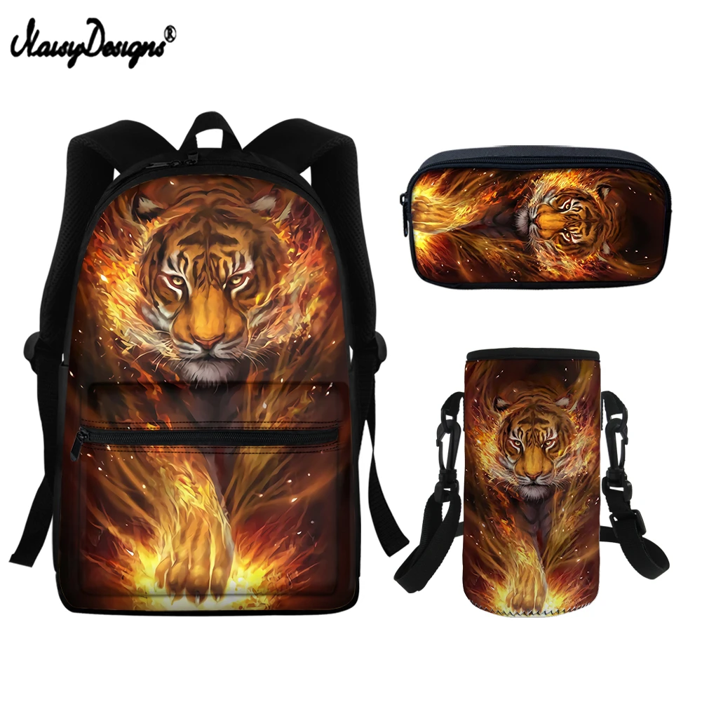 

Комплект школьных сумок с 3D рисунком животных, огненного Тигра для мальчиков