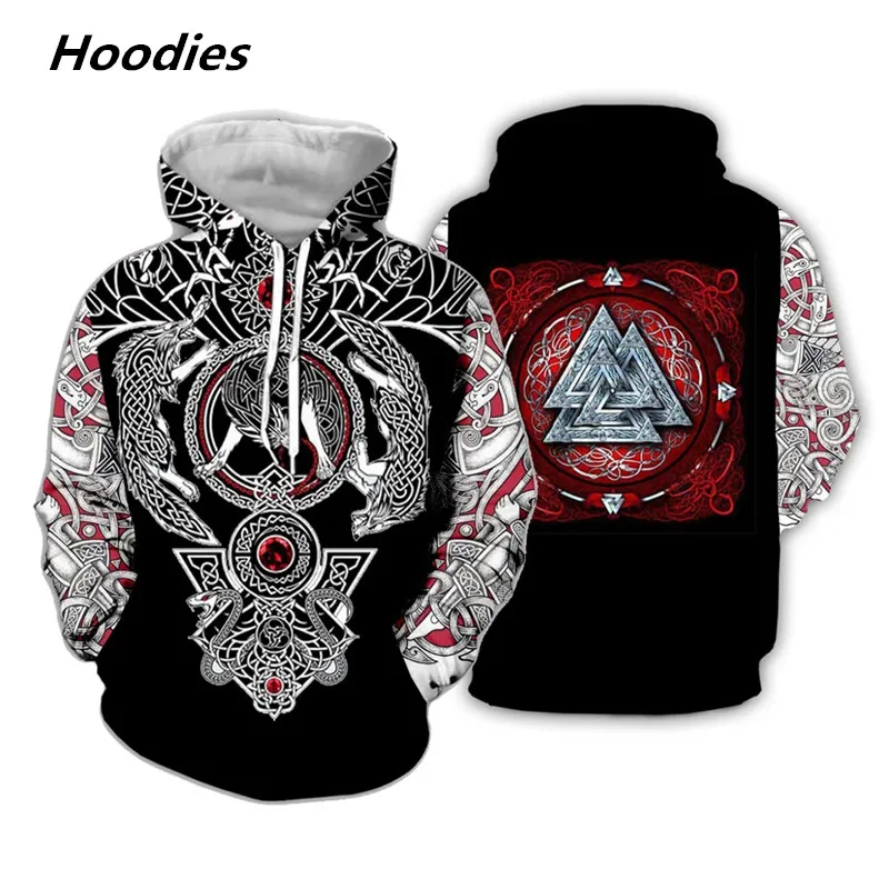 Liumaohua новинка 2019 модные толстовки с 3D принтом Viking Tattoo толстовка капюшоном для