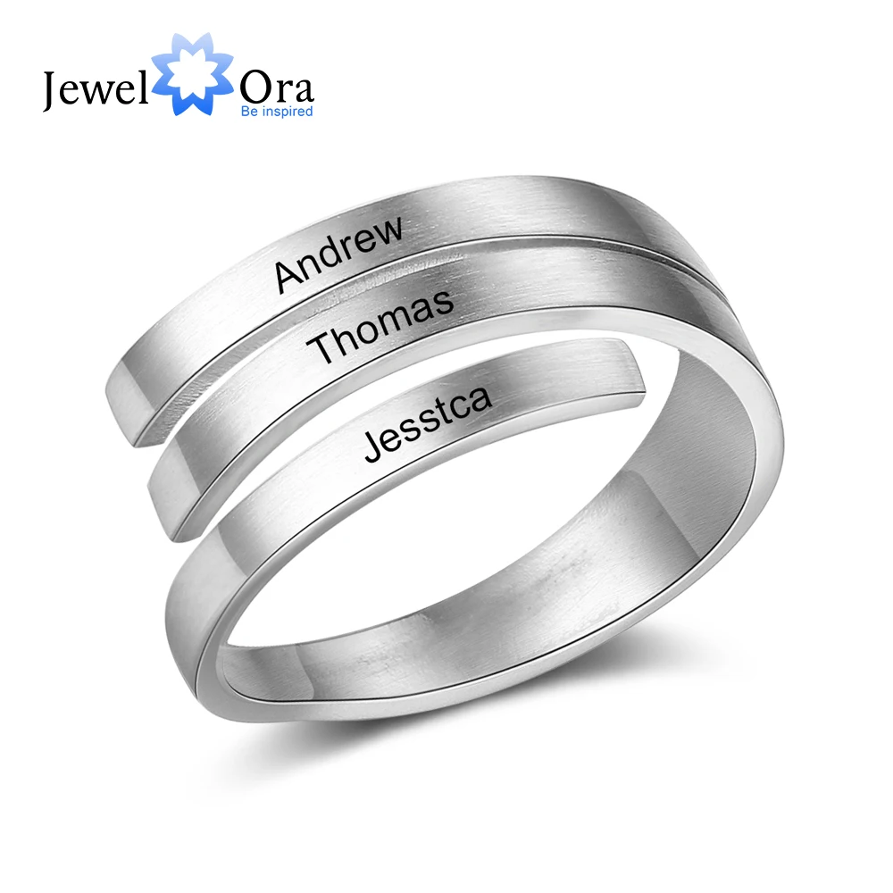 JewelOra персонализированные Семейные кольца для Для женщин пользовательские 3 или 4 гравировка имен кольцо регулируемое кольцо лучший друг, ювелирное изделие, подарок