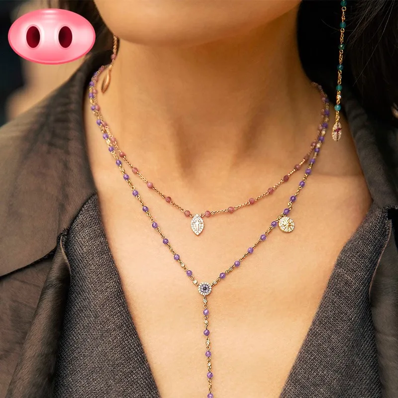 Мода 925 серебряное ожерелье розовая подвеска из бисера в виде сердца для девушек