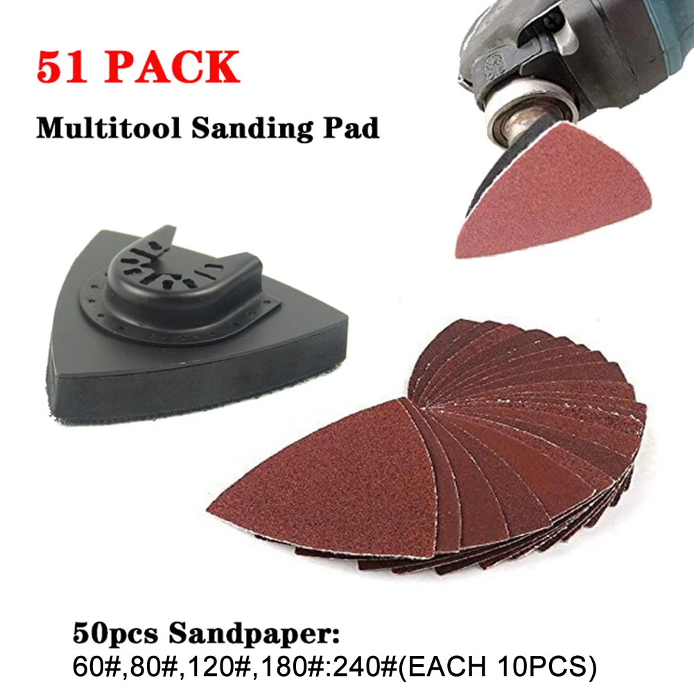 

51pcs Power Tool Sand Disc Kit Multifunctional Oscillating Multitools ABS Durable Triangle Sandpaper Home Portable Triangular
