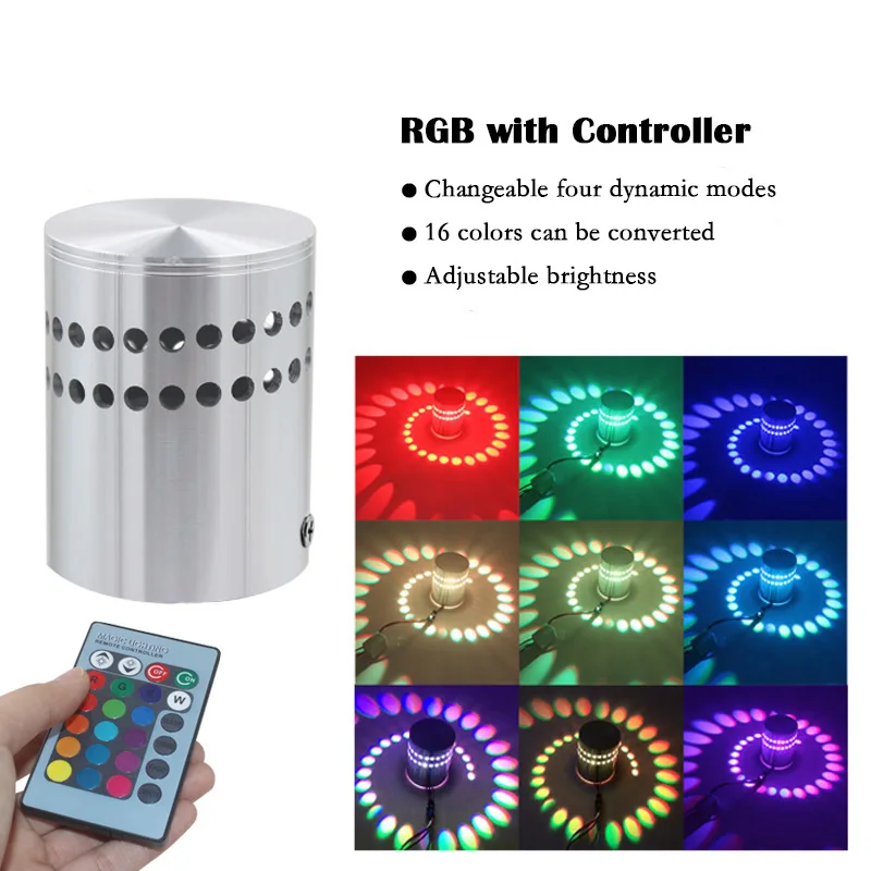 Бесплатная доставка Светодиодный настенный RGB светильник с пультом