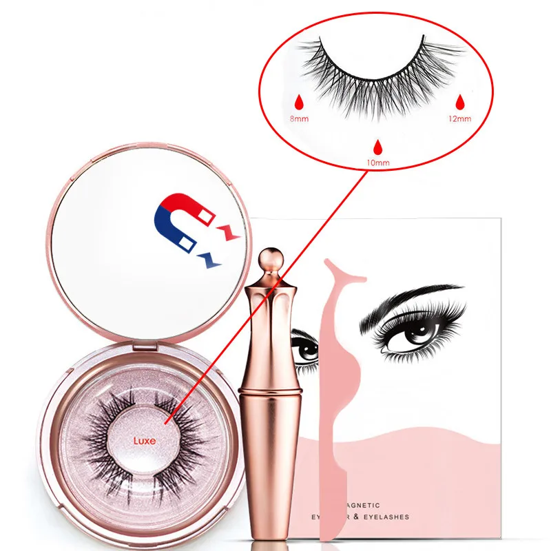 Luxe Liquid Magnetic Eyeliner Set And Magnetic False Eyelashes Tweezer Magnetic Eyeliner Waterproof Long Lasting Eyeliner Eyelashes - Цвет: Luxe