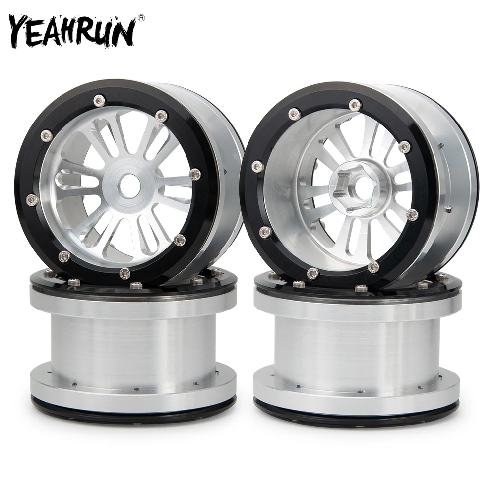

YEAHRUN 1/2/4 Pcs Alloy Metal 2.2inch Beadlock Wheel Rims Hub For 1/10 Axial Wraith 90018 90048 TRX-4 RC Crawler Car Parts