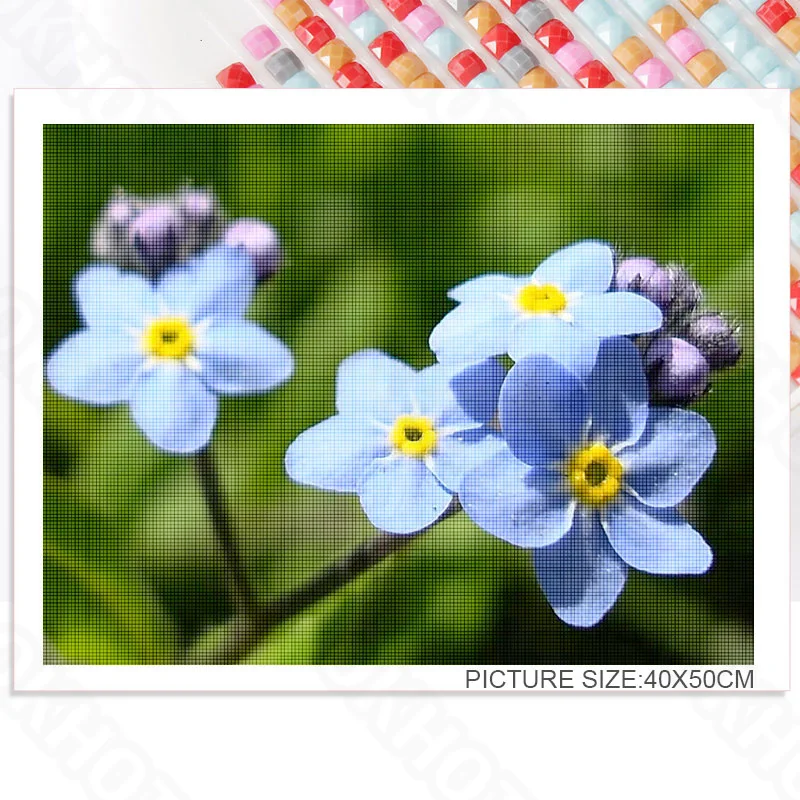 

Diy Diamond Painting Blue Flower Diamond Painting Round Diamond Square Diamond 5D Home Gift Decoration Painting