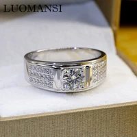 luomansi vintage 1ct moissanite ring passed the diamond sest mens wedding engagement high jewelry 100 s925 sterling silver