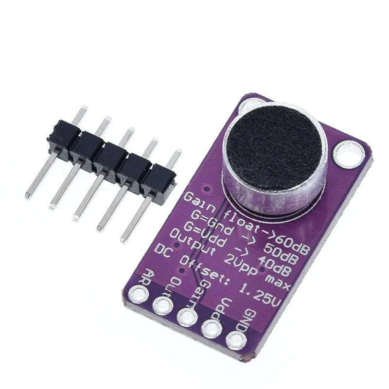 

MAX9814 Microphone AGC Amplifier Board Module Auto Gain Control for Arduino Programmable Attack and Release Ratio Low THD