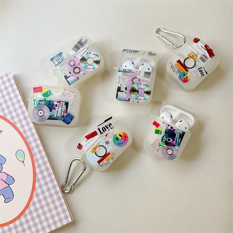 

Fashion Graffiti CD Cassette 2021 AirPods 3 Case Apple AirPods 2 Case Cover AirPods Pro Case IPhone Earbuds Accessories