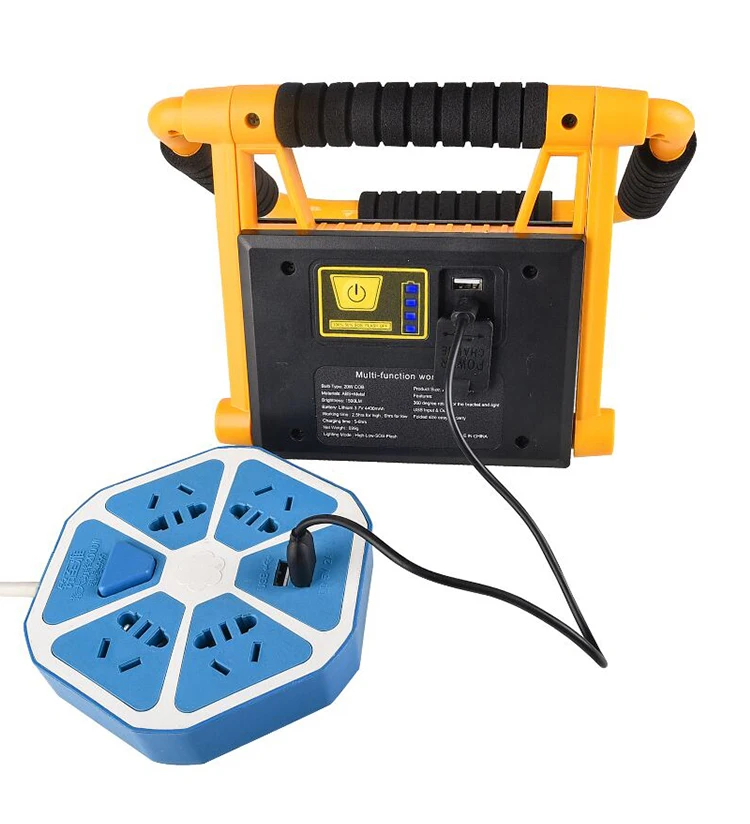 구매 USB 충전식 LED 토치 100W LED 작업용 램프 방수 야외 검색 손전등 캠핑 랜턴 작업등, USB 충전식 LED 토치