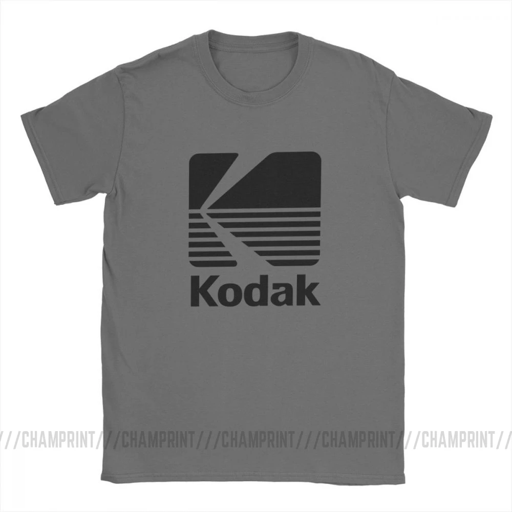 Темно-серый Kodak фотография логотип футболка для мужчин камера фильм ретро короткий рукав Винтаж Футболка с круглым вырезом хлопковая одежда дизайнерские футболки - Цвет: Темно-серый
