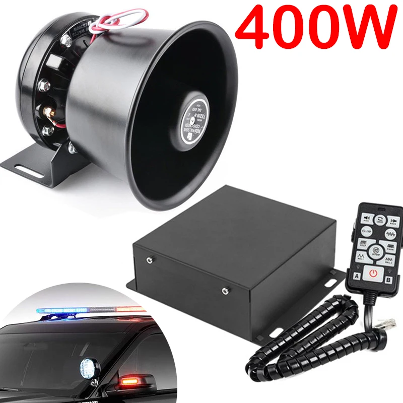 

Claxon Coche 12V 400W Black Metal Casing Large Speaker Loudspeaker Megaphone Electronic Speaker 2020 Car Police Siren Horn