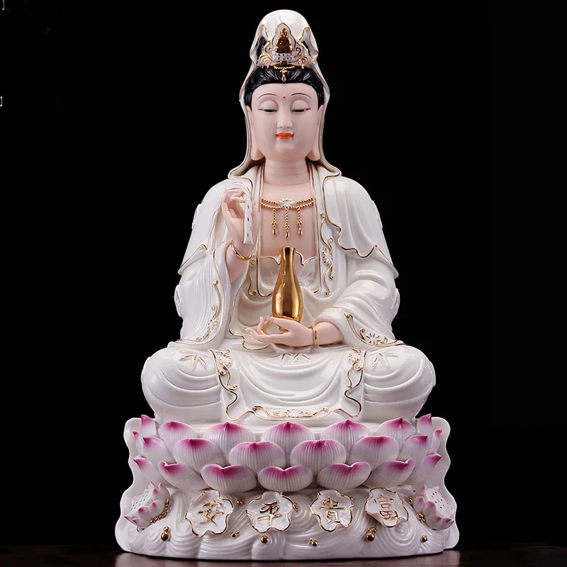 

2020 HIGH-GRADE HOME FAMILY EFFICACIOUS TALISMAN FENG SHUI MASCOT GUANYIN PU SA BUDDHA HANDMADE PORCELAIN SCULPTURE STATUE 30CM