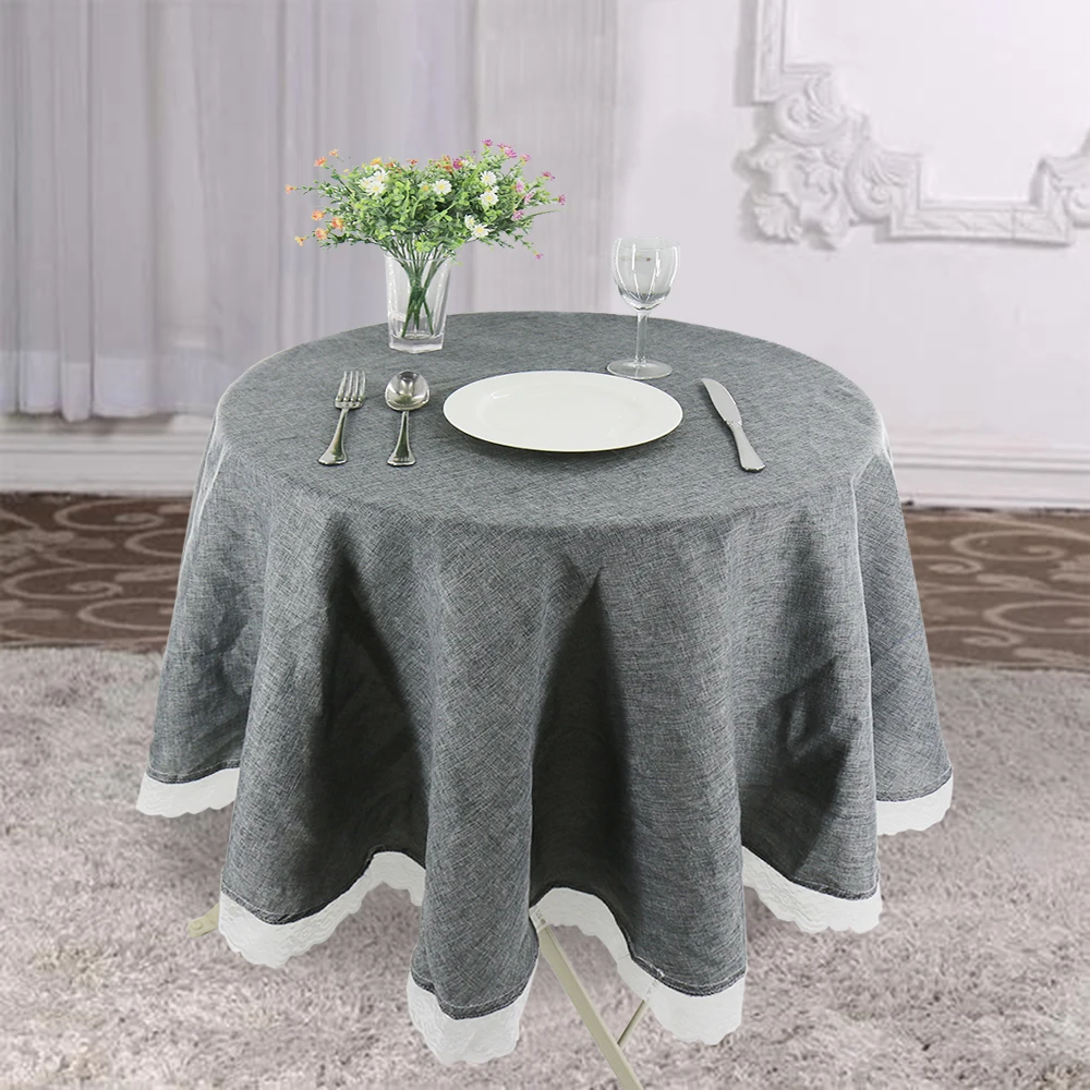 

60cm-90cm Solid Color Round Table Cloth Cotton Linen Kitchen Decor Elegant Hotel Party Wedding Tablecloth Table Cover