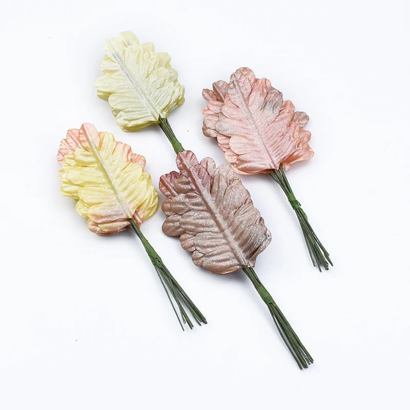 

12pcs cheap christmas decorations for home wedding decoration candy box Bridal brooch fake leaf artificial plants Pretty Leaves
