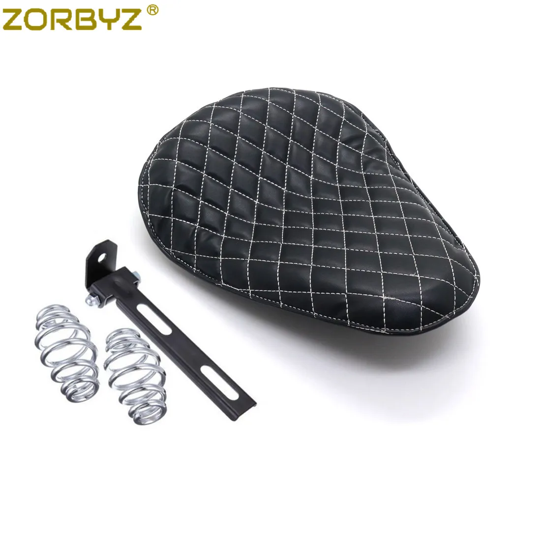 ZORBYZ черная мотоциклетная искусственная кожа Алмазная Одиночная пружина и