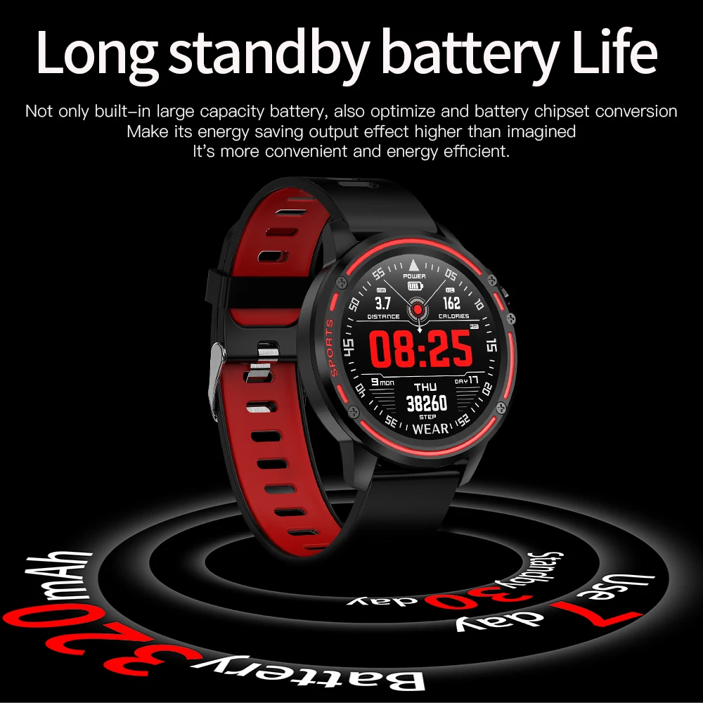 

Smart watch Men IP68 Waterproof Blood pressure Heart Rate SmartWatch Fitness Tracker Bluetooth Sport watches For Android IOS