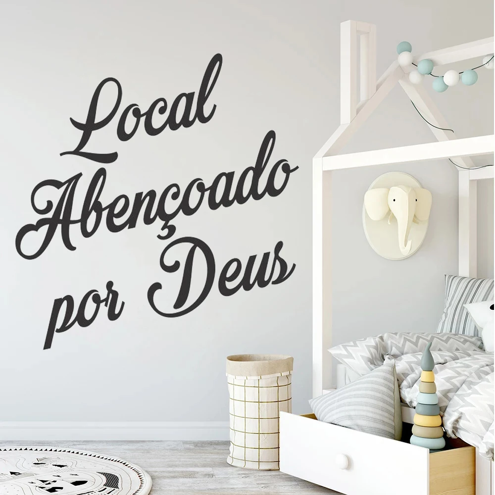

Local Abençoado Por Deus Portuguese Quotes Vinyl Wall Stickers Wallpaper For Livingroom Bedroom Decoration Decals Mural RU2243