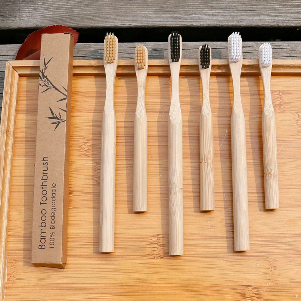 Новое поступление Бамбуковая зубная щетка с мягкой щетиной Экологичная для