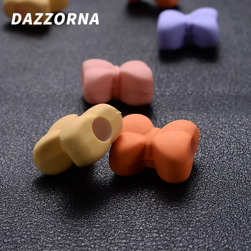 20 шт./лот 14x15 мм акриловые бусины с бантом матовые резиновые Смешанные