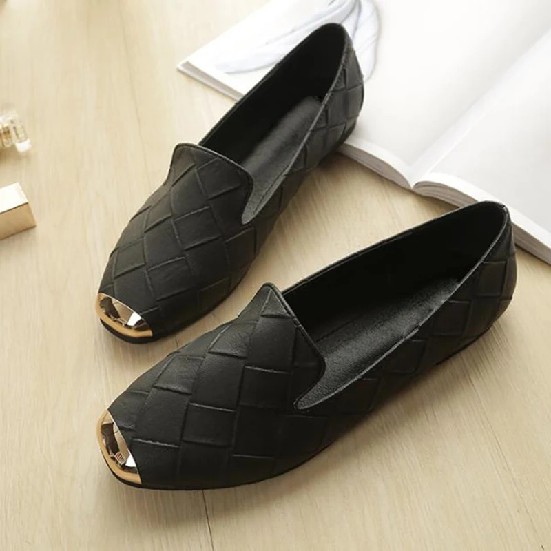 

COVOYYAR 2021 Spring Autumn Ballet Flats Women Round Toe Shoes Woman Loafers Weaving Shallow Casual Shoes Big Size 34-43 WFS2002