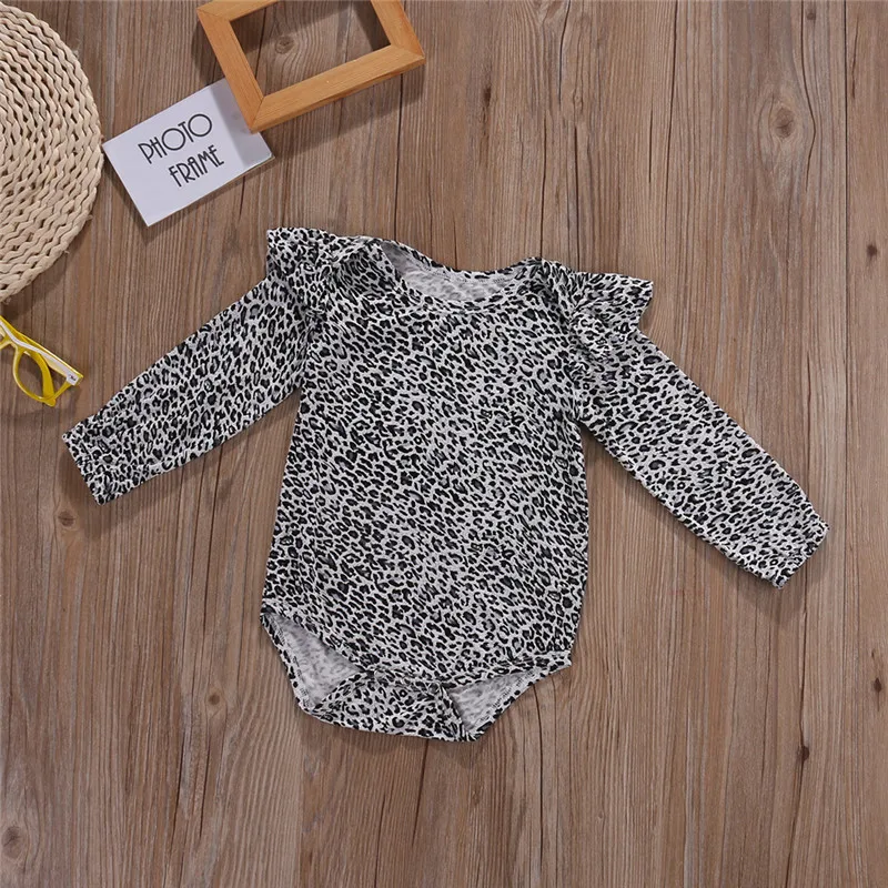 Леопардовый принт для младенцев новорожденных одежда маленьких девочек боди