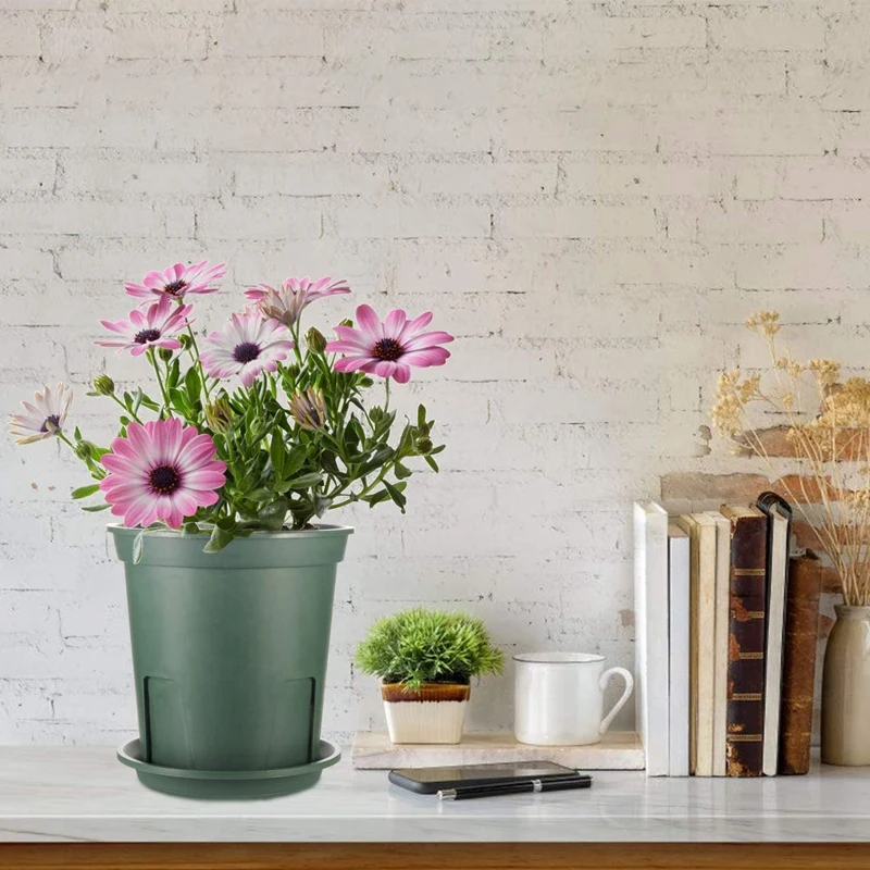 

Plant Pots Indoor 7 Inch,12 Set Plastic Flower Planters with Drainage Hole and Tray Garden Planters